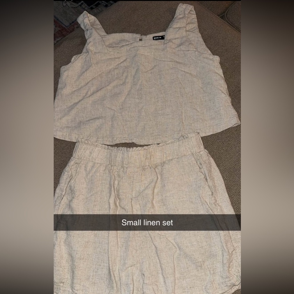 SHEIN Cream Linen Pants & Top Set